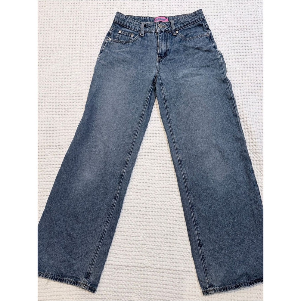 Edikted Womens Size XS Low Rise Wide Leg Jeans Blue Denim Baggy Y2K Pants